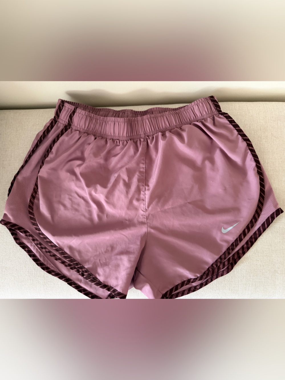 Nike Women's Mauve Athletic Shorts with Contrast Trim
